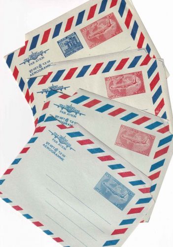 India - 4 aerogrammes air letter - all unused