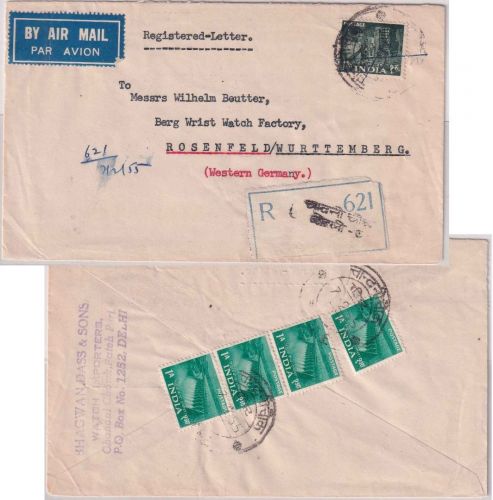Indien - Chandni Chowk (Old Dehli) 1955 Luftpost-Einschreibebrief n. Rosenfeld