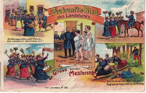 Bayern - Zukunftsbild d. Landsturms farb. Jux-AK gelaufen Bad Tölz 1912
