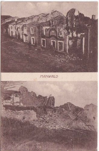 Frankreich/Lothringen - Manwald Manhoue zerstörter Ort sw-Mehrbild-AK 1917