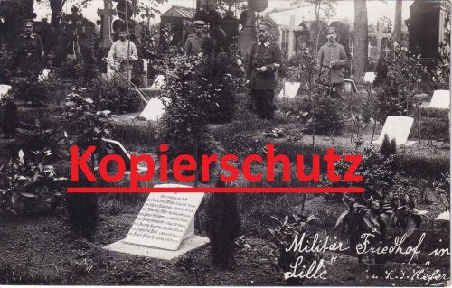 Bayern - Lille Militärfriedhof priv. sw-Fotokarte/Feldpost Grosshesselohe 1915