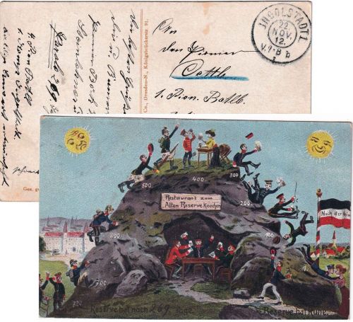 Bayern - Ingolstadt 1912 Soldatenkarte/Juxkarte "Parole" n. München