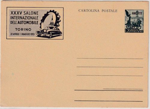 Italien/Triest Zone A - 20 L. Sonderganzsache Automobilsalon Triest 1953