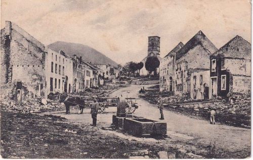 Frankreich/Lothringen - Vexaincourt zerstörte Ortsmitte sw-AK gelaufen 1917