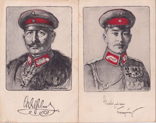 Deutsches Reich - Kaiser u. Prinz Wilhelm 2 Künstler-Portraitkarten ca. 1915