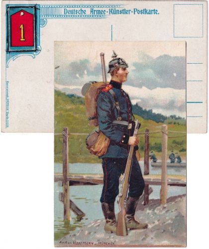 Bayern - Kgl. Bayer. 1. Pionier-Bataillon farb Künstlerkarte (Hoffmann) ca. 1900
