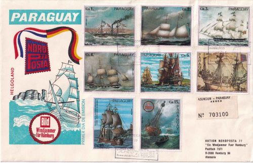Paraguay - Segelschiffe Schmuckkuvert/FDC Nordposta Hamburg 1977