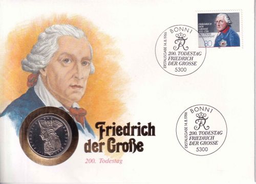 BRD - 200. Todestag Friedrich d. Große Numisbrief/FDC m. 5 DM-Münze 1986