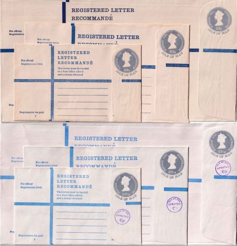 Isle of Man - Einschreibeumschläge 1973/1987 G/H/K-Format 48 Stück ungebraucht