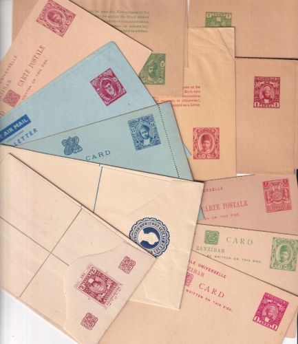 Zanzibar - 12 old stationeries (registered letter, postcard, etc.) pre 1945