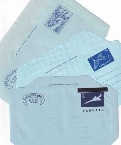 Vanatu - 3 different aerogrammes stationeries all unused