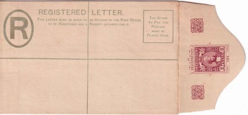 Zanzibar - 2 A. registered letter stationery envelope unused 1897