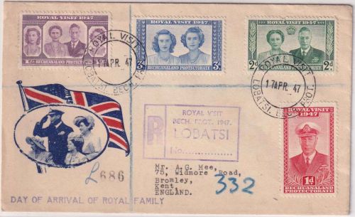 Bechuanaland - Royal Visit 1947 Satz Eischreibebrief Schmuckkuvert/FDC