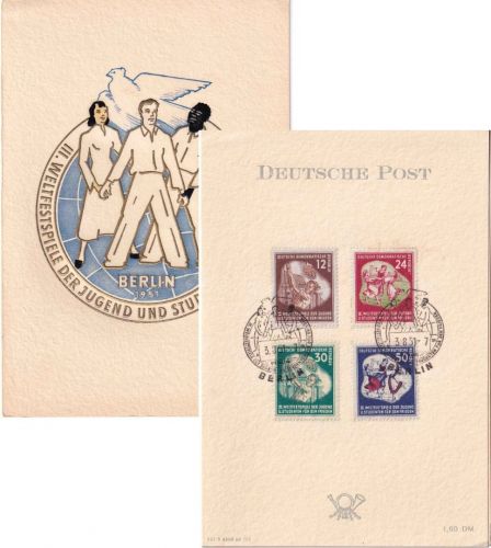 DDR - Weltfestspiele Jugend 1951 Amtliche Faltkarte (FDC) ESST Berlin 3.8.51