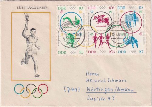 DDR - Olympiade Tokyo 1964 Zusammendruck Schmuck-FDC Großrudestedt 15.764