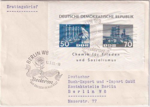 DDR - Dederon Blockausgabe 1963 FDC ESST Berlin W8 12.3.63