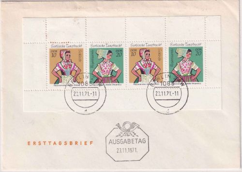 DDR - Sorbische Tanztracht Heftchenblatt 13 FDC Berlin 23.11.71