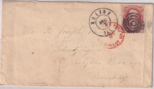 USA - 6 C. Lincoln Brief Moline - Schwetzingen 1873