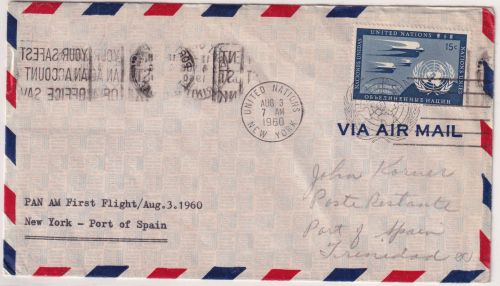 UNO New York - PanAm First flight New York - Port of Spain 1960