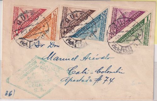 Ecuador - 1. Int. Briefmarken-Ausst. Aufdruck Aero Satzbrief/FSC Quito 20.10.36