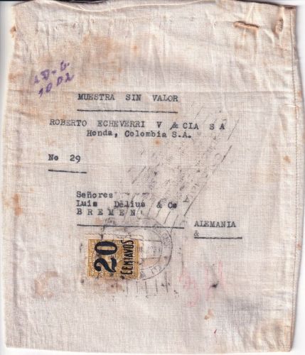Kolumbien - 20/30 C. Überdruck Muster ohne Wert/Leinensäckchen 1933