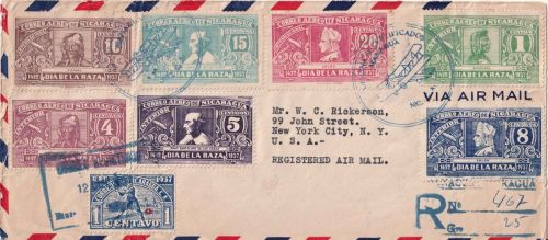 Nicaragua - Dia de la Raza 1937 Satzbrief/DFC ! n. USA Managua - New York