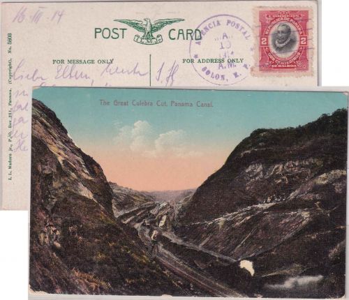 Panama - 2 C. de Cordoba Ansichtskarte (Culebra Cut) Colon - Bad Nauheim 1914