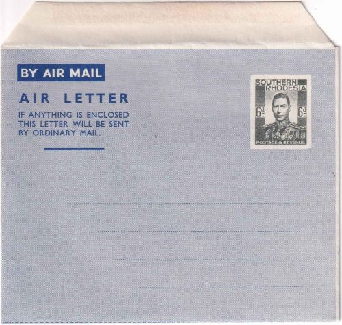 Southern Rhodesia - 6 P. George VI. air letter aerogramme stationery 1948 unused