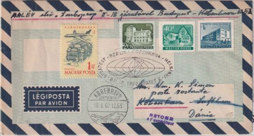 Ungarn - Malev Firstflight Budapest Kopenhagen 1962 (Etappe)