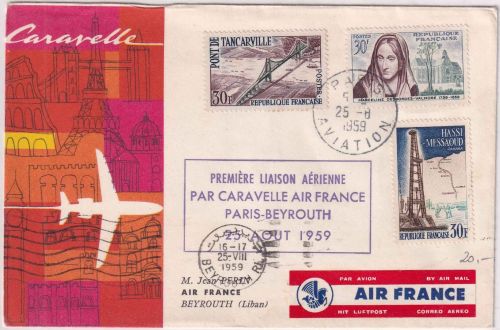 Frankreich - Air France Caravelle 1re Liaison Aerienne Paris Beyrouth 1959