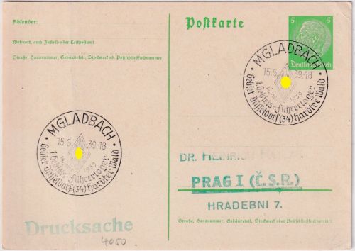 DR - M. Gladbach 15.6.39 1. Gebiets-Führerlager (Hitlerjugend) SST Ganzsache