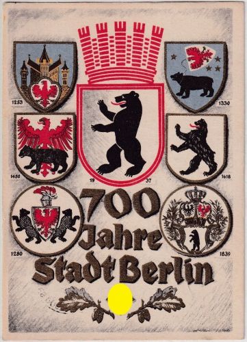 DR - 700 Jahre Stadt Berlin farbige Sonderkarte SST Fahrbares Postamt 1937