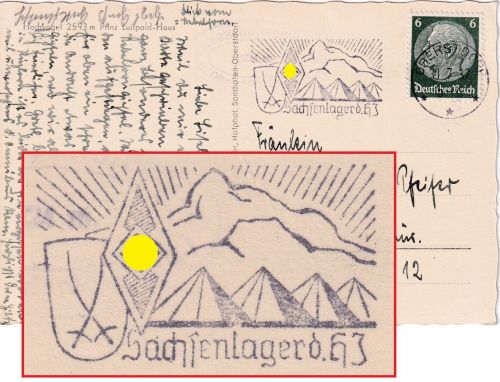 DR - Oberstdorf 1937 Sachsenlager d. HJ Masch.werbestempel Karte n. Greiz