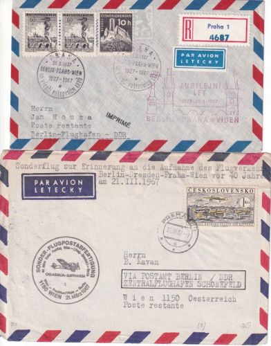 CSSR - Berlin/Prag/Wien Sonderflug 1927-1967 2 Luftpostbelege