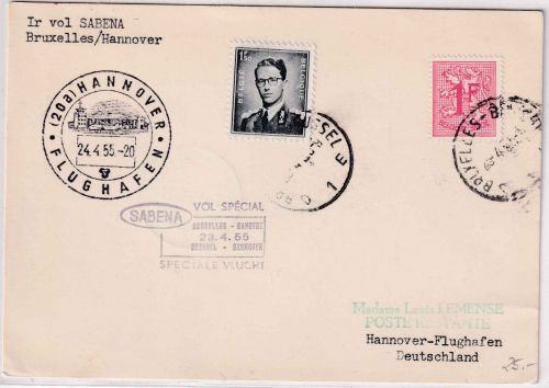 Belgien - SABENA Messe-Sonderflug Brüssel - Hannover 1955