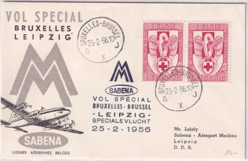 Belgien - SABENA Messe-Sonderflug Brüssel - Leipzig 1956