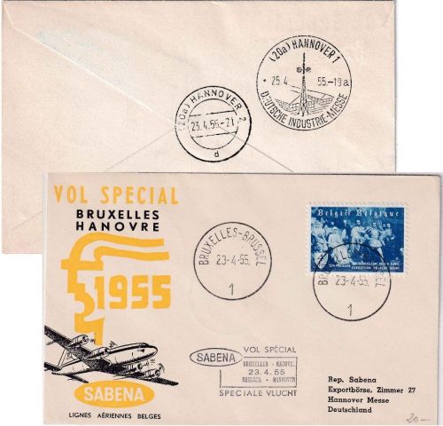 Belgien - SABENA Messe-Sonderflug Brüssel - Hannover 1955