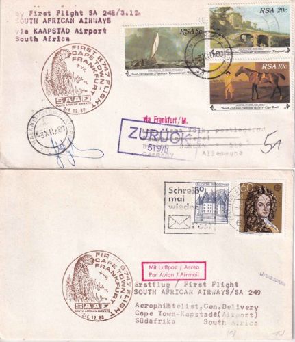 BRD/Südafrika - South African Airways 1st-flight FFM-Cape Town - FFM 1980