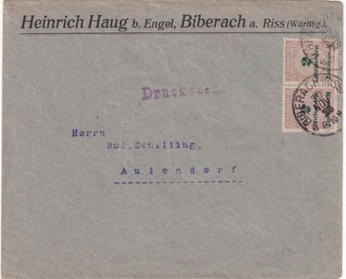 DR-Infla - 2 Mrd. Korbdeckel Drucksache/4-fach-Tarif Biberach Aulendorf 30.11.23