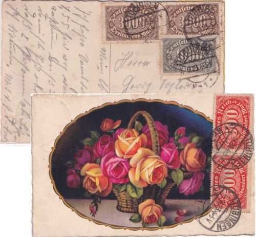 DR-Infla - 2x3000+100 M. Queroval Karte Briefkastenleerung Tübingen 1.9.23 4-5V