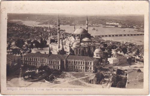 Türkei - Constantinopel Mosque Suleimanie sw-Foto-AK ungelaufen ca. 1920