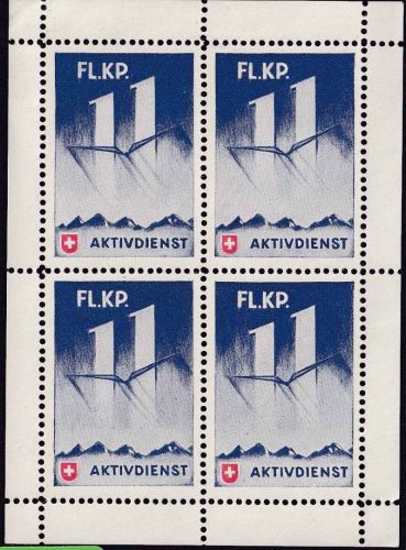 Schweiz - Luftwaffe Fl.KP. Aktivdienst Feldpostvignette 4er-Block ungebraucht