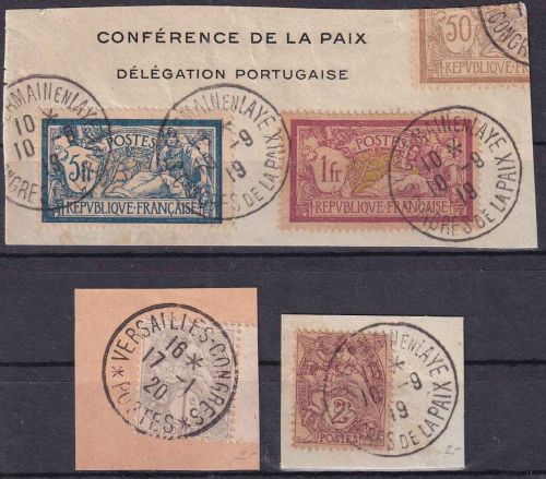 Frankreich - St. Germain/Versailles Congress de La Paix 1919/1920 4 Briefstck.