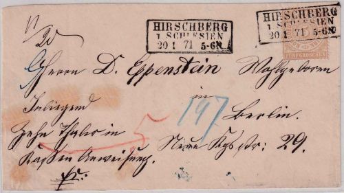 NDP - 5 Gr. gez. Paketbegleitbrief (Vds.) Ra3 Hirschberg i. Schlesien 20.1.71