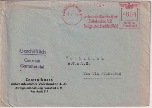 All.Bes./Kontrollrat - Frankfurt a/M. 1.11.45 4 Pfg. AFS Drucksache n. Neu-Ulm