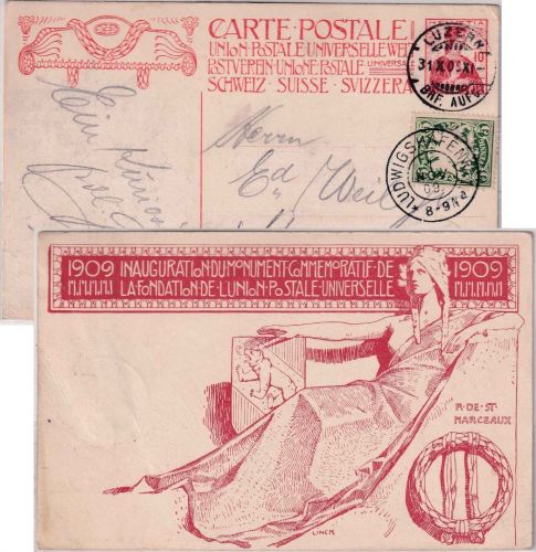 Schweiz/Bayern - 10 Rp. Sonderganzsache Luzern - Mannheim 1909