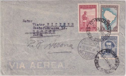 Argentinien - Buenos Aires 29. Mai 42 Luftpostbrief i.d. SCHWEIZ