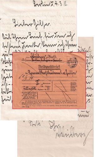 DR - Berlin-Grunewald 1916 Feldpostbrief Autograph Ernst von Wrisberg