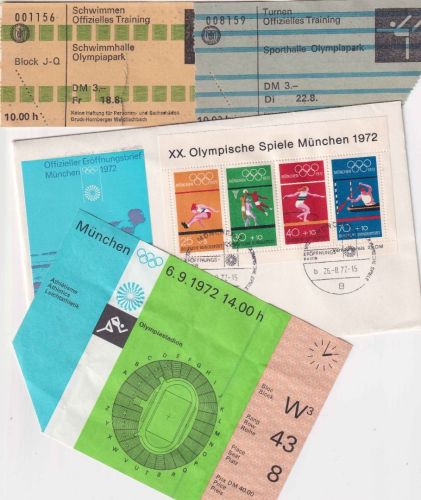 BRD - Olympiade München 1972 Block/Schmuckbrief + 3 Eintrittskarten