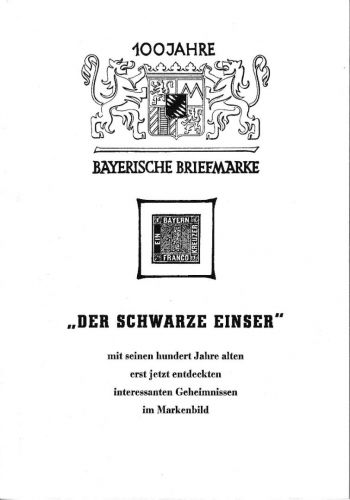Bayern - 100 J. Bayerische Briefmarke Reprint Broschüre Hesselle/Sem 1989